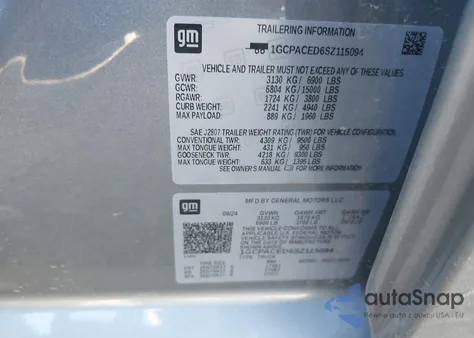 2025 Chevrolet Silverado 1500 2Wd Short Bed Lt z USA, uszkodzony, nr VIN 1GCPACED6SZ115094